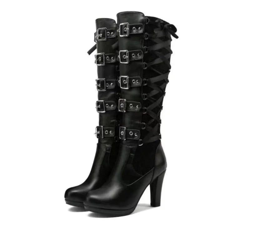 Bold Gothic Flair Knee-High Boots