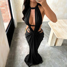 Halter Cut-Out Draped Long Dress