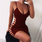 Hollow Out V-Neck Spaghetti Strap Women Bodycon Mini Dress Maimoco Hollow Out V-Neck Spaghetti Strap Women Bodycon Mini Dress Maimoco