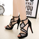 European Geometric Gladiator Ankle Heeled Sandal