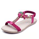 Bling Floral Rhinestone T-Strap Flat Sandal