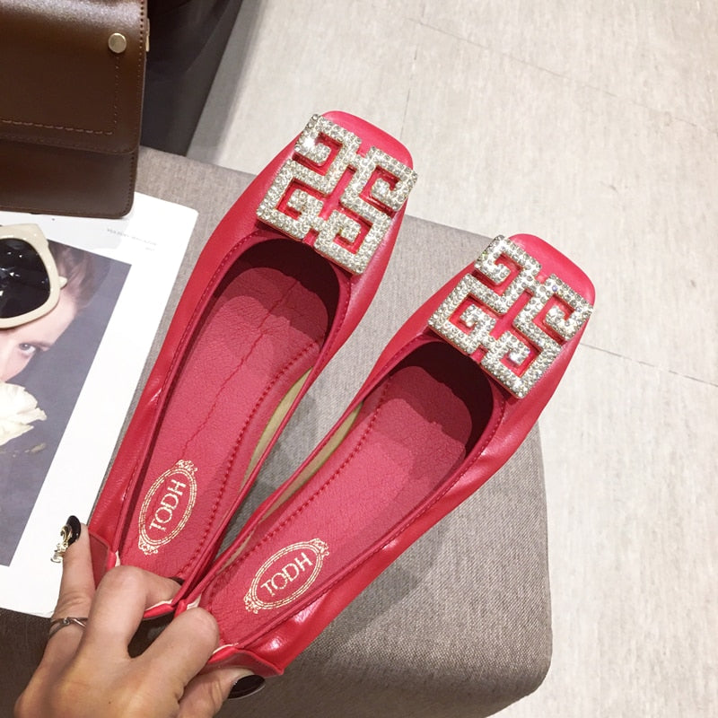 Casual Candy Color Square Toe Slip On Women Flat – Maimoco