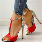 Sexy PU Leather Ankle T-Strap Stiletto