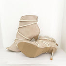 Suede Cross Tied V Ankle Boots