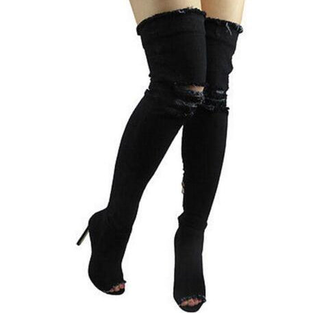 Modern Tassel Jeans Denim Women Over The Knee Boots