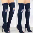 Modern Tassel Jeans Denim Women Over The Knee Boots