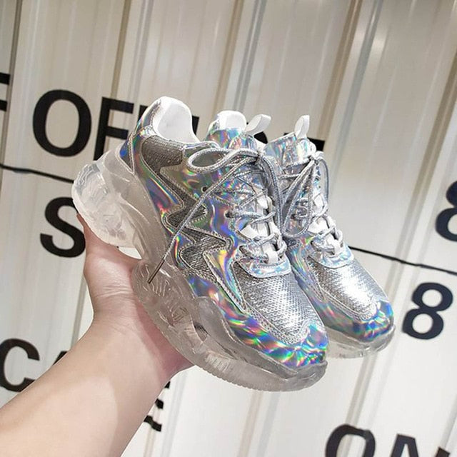 Transparent Jelly Harajuku Style with Hologram Detail Women Sneaker