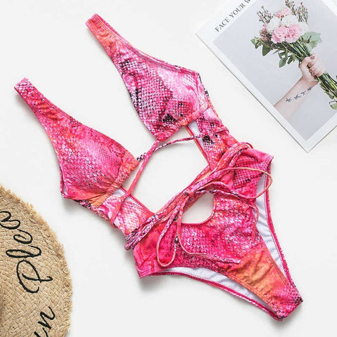 Brazilian Leopard Printed Women Pushup One Piece Monokini