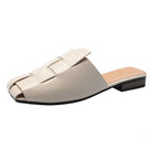 Retro Cross Tie Hollow Slip On Low Heels Women Mules Shoes