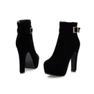 Solid Color Super Spike Heels Round Toe Women Ankle Boots