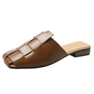 Retro Cross Tie Hollow Slip On Low Heels Women Mules Shoes