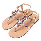 Shinning Rhinestone T-Strap Strap Flat Sandal