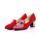 Sweet Flock Square Heeled Pump Shoes