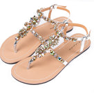 Shinning Rhinestone T-Strap Strap Flat Sandal