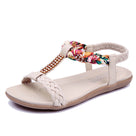 Bling Floral Rhinestone T-Strap Flat Sandal