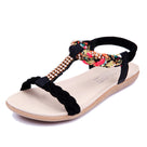 Bling Floral Rhinestone T-Strap Flat Sandal