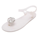Rhinestone Flower Transparent Flat Sandal