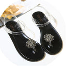 Rhinestone Flower Transparent Flat Sandal