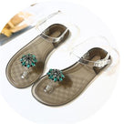Rhinestone Flower Transparent Flat Sandal